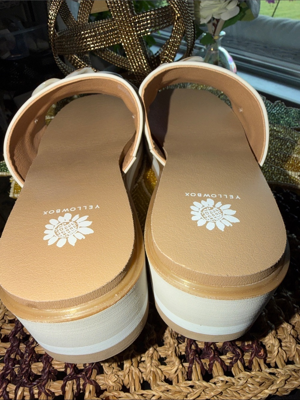 Rebecca Minkoff Cream Platform Slide Sandals with Chain Trim - Picture 4 of 6